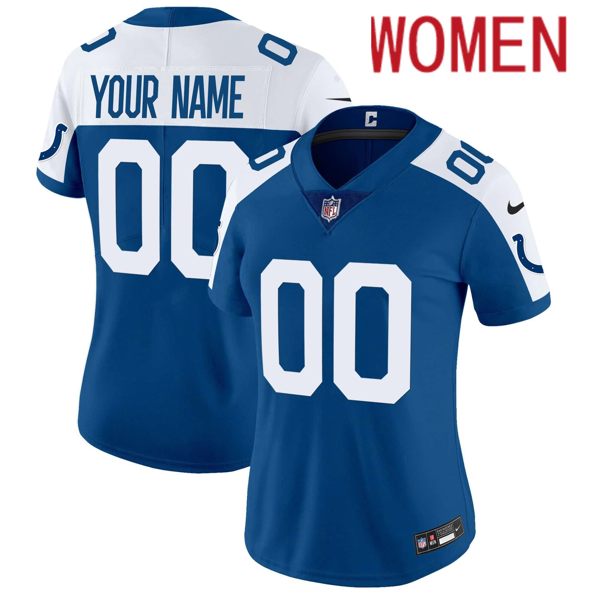 Women Indianapolis Colts Blue 2024 Nike Vapor Limited Custom NFL Jersey